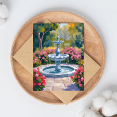 Gartenbrunnen Blumenbilder Postkarte