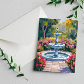 Gartenbrunnen Blumenbilder Postkarte