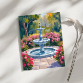Gartenbrunnen-Blumenmalerei-Karte