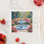 Gartenbrunnen-Blumenmalerei Serviette (Beispiel)