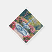 Gartenbrunnen-Blumenmalerei Serviette (Ecke)