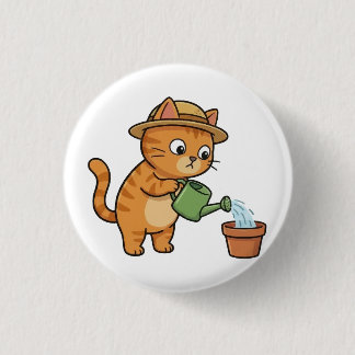 Gartencatze bewässert Pflanzen-Button Button