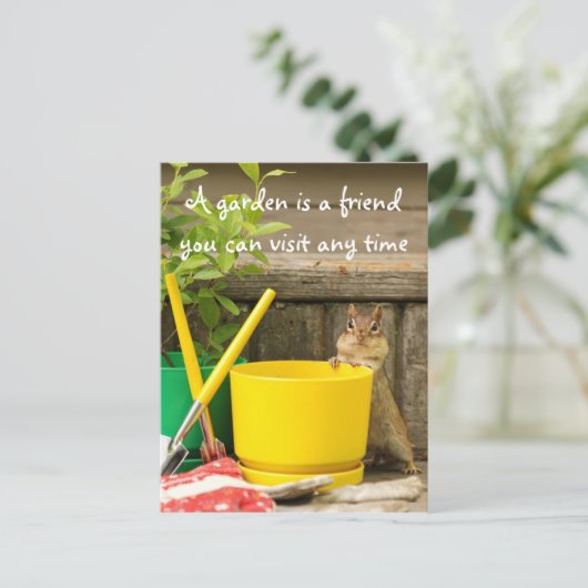 GartenChipmunk mit Angebotskarte Postkarte (Stehend Vorderseite)