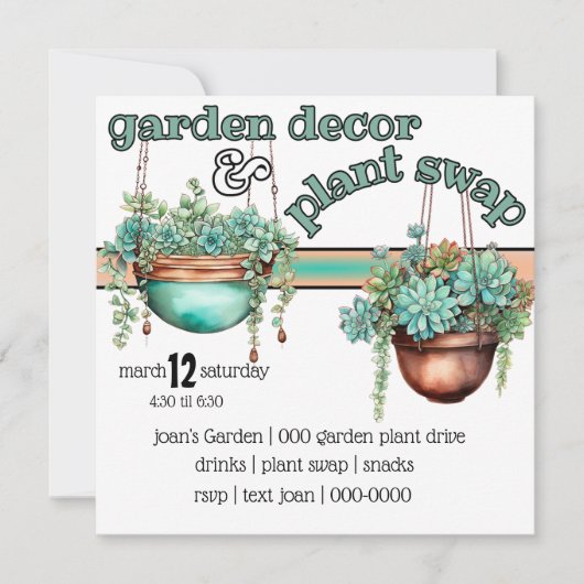 Gartendekoration und Pflanze Swap Spring Party Einladung (Vorderseite)