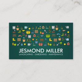 Gartendienstleistungen - farbige Symbole Visitenkarte