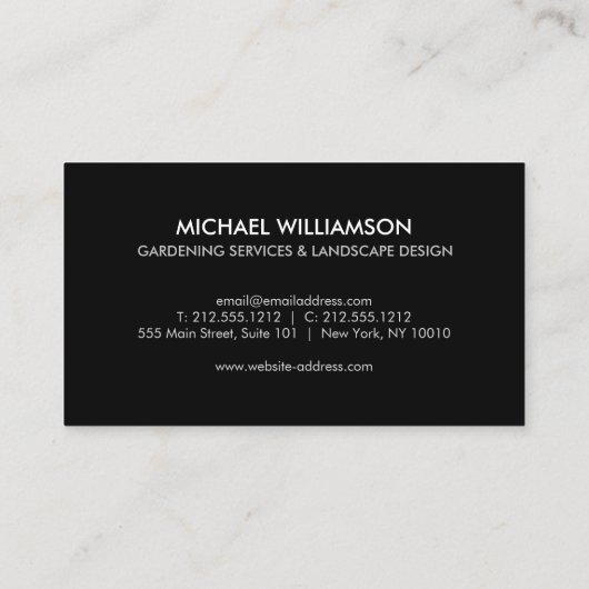 Gartendienstleistungen für Grüne Blätter in Weiß Visitenkarte (Rückseite)