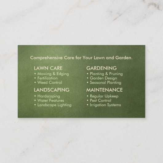 Gartendienstleistungen - Handgezeichnete Illustrat Visitenkarte (Rückseite)