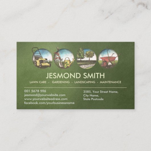Gartendienstleistungen - Handgezeichnete Illustrat Visitenkarte (Vorderseite)