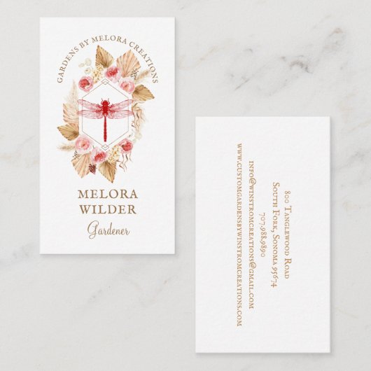 Gartendrachenfliege - rosa und florale Visitenkart Visitenkarte (Vorne/Hinten)