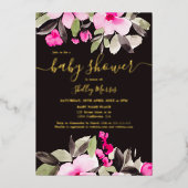 Gartendusche hübsch rosa Blütenfarbe Babydusche Folieneinladung (Vorderseite)