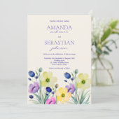 Gartenfarbene Wildblumen Blume Hochzeit Einladung (Stehend Vorderseite)