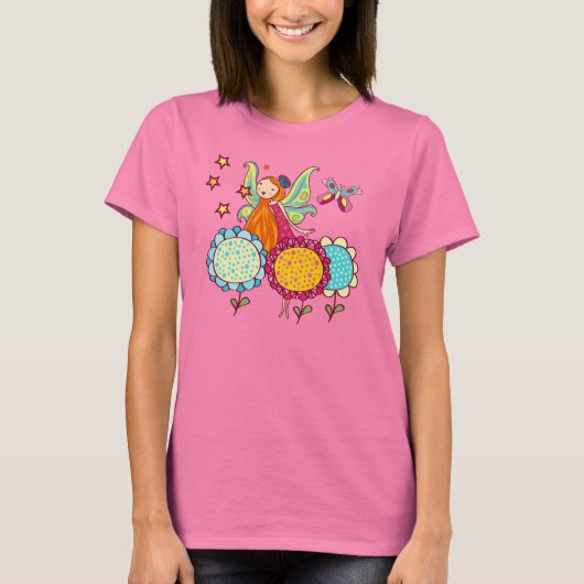 Gartenfee mit Blumen T-Shirt (Vorderseite)