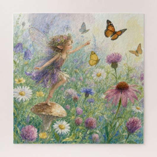 Gartenfee mit Schmetterlingen Puzzle (Vertikal)