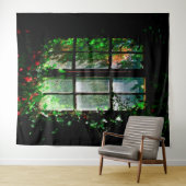 Gartenfenster in schwarz-grün wandteppich (Beispiel (Horizontal))