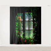 Gartenfenster in schwarz-grün wandteppich (Vorderseite)