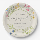 Gartenflora Wir sind Verlobtes Party Pappteller (Vorderseite)