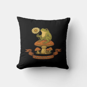 Gartenfrosch im Fairycore-Cottagecore-Stil Kissen