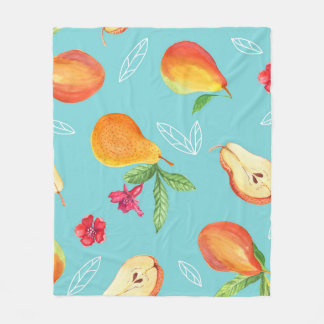 Gartenfrüchte: Aquarellblau. Fleecedecke