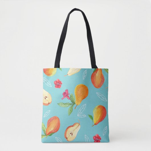 Gartenfrüchte: Aquarellblau. Tasche (Vorderseite)