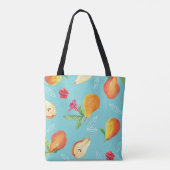 Gartenfrüchte: Aquarellblau. Tasche (Rückseite)