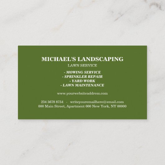 Gartengarten berufliche Landschaft Visitenkarte (Rückseite)