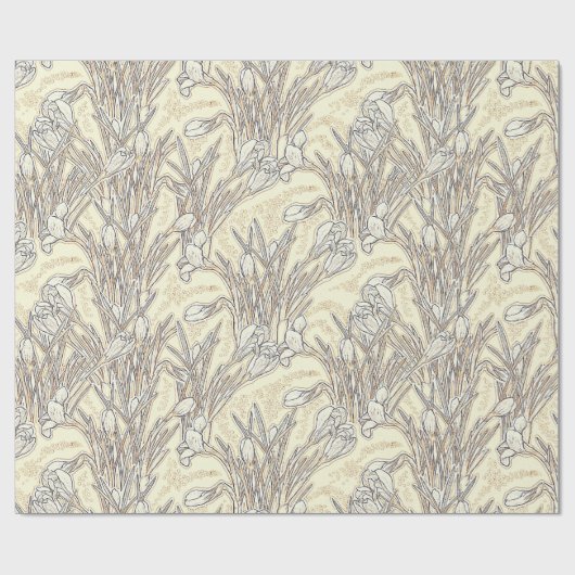 Gartengarten Blume Blumenmuster Creme Geschenkpapier (Flach)