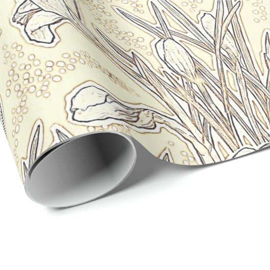 Gartengarten Blume Blumenmuster Creme Geschenkpapier (Rolleneckpunkt)