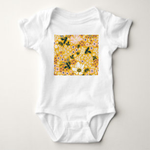 Gartengarten Blume: Gelber Vintager Charme. Baby Strampler