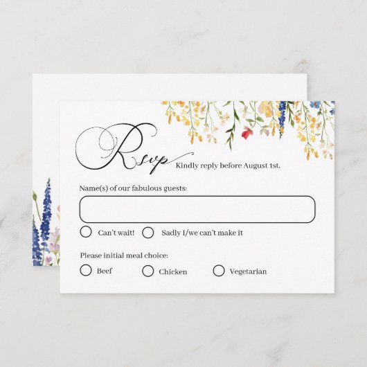 Gartengarten Blume Hochzeitskarte RSVP Karte (Vorne/Hinten)