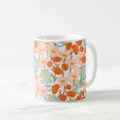Gartengarten-Blume: rosa, orange nahtlos Kaffeetasse (VorderseiteRechts)