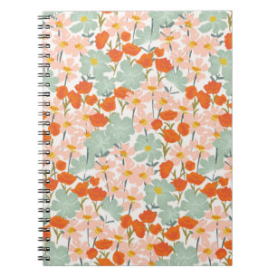 Gartengarten-Blume: rosa, orange nahtlos Notizblock