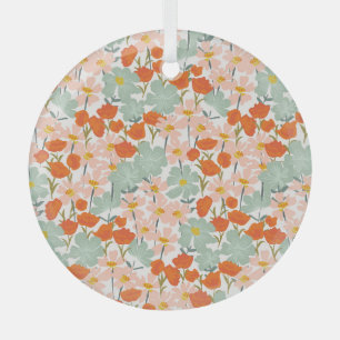 Gartengarten-Blume: rosa, orange nahtlos Ornament Aus Glas