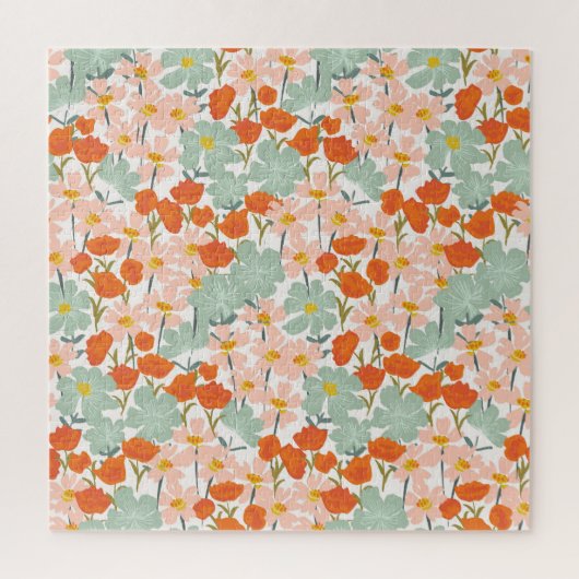 Gartengarten-Blume: rosa, orange nahtlos Puzzle (Vertikal)