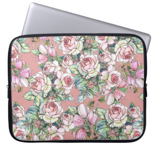 Gartengarten Blume Rose mit Tulpen im Wasser bemal Laptopschutzhülle