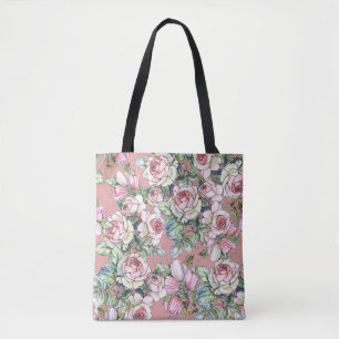 Gartengarten Blume Rose mit Tulpen im Wasser bemal Tasche