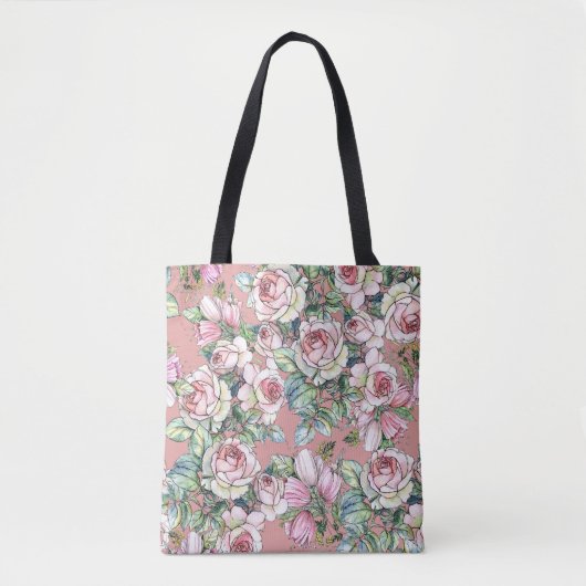 Gartengarten Blume Rose mit Tulpen im Wasser bemal Tasche (Vorderseite)
