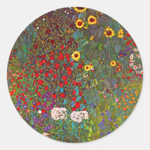 Gartengarten Gustav Klimt mit Aufklebern für Sonn Runder Aufkleber