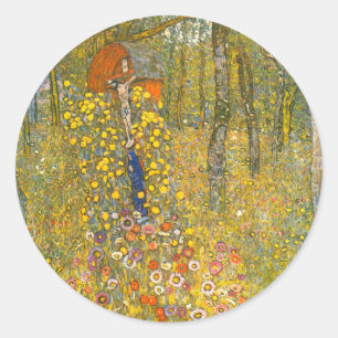 Gartengarten Gustav Klimt mit Crucifix Runder Aufkleber
