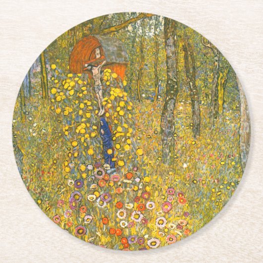 Gartengarten Gustav Klimt mit Crucifix Runder Pappuntersetzer (Vorderseite)