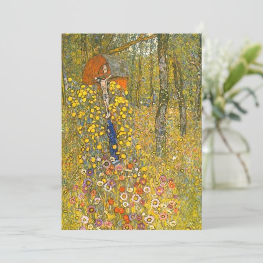 Gartengarten Gustav Klimt mit Crucifix Save The Date (Stehend Vorderseite)