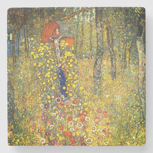 Gartengarten Gustav Klimt mit Crucifix Steinuntersetzer (Vorderseite)