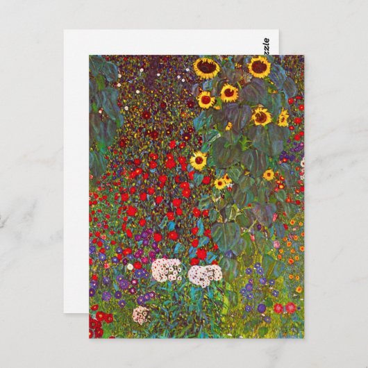 Gartengarten Gustav Klimt mit Sonnenblumen Postkar Postkarte (Vorne/Hinten)