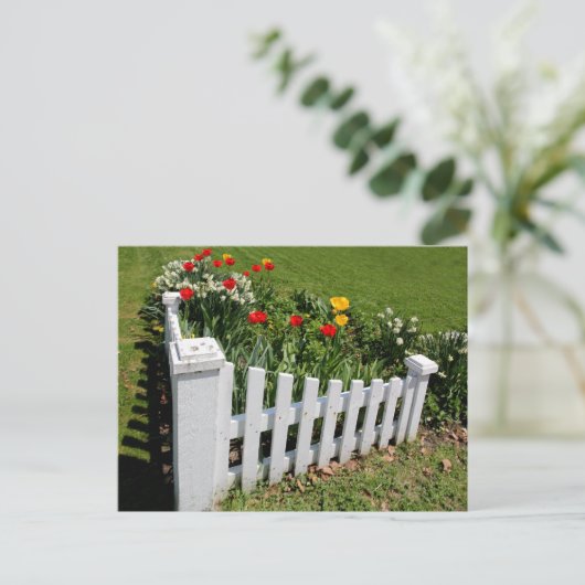 Gartengärten mit weißer Picketzaun Postkarte (Stehend Vorderseite)