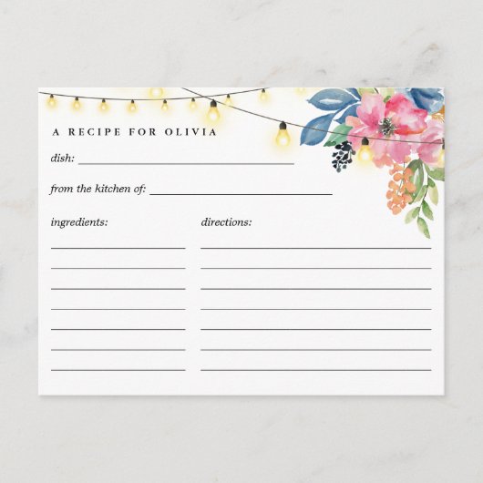 Gartengarten Party, Blume und Lichtrezeptur Karte (Vorderseite)