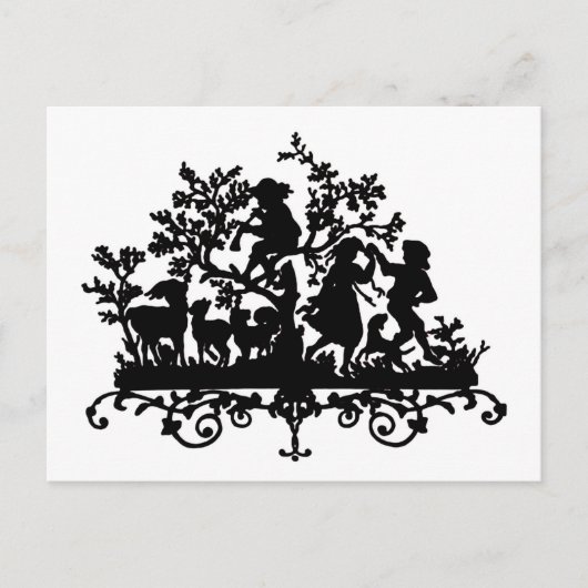 Gartengarten Party mit Kindertanz Postkarte (Vorderseite)