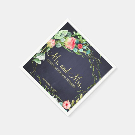 Gartengarten Rote Marine Rose Hochzeit Serviette (Ecke)