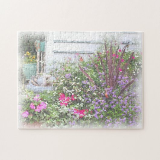 Gartengarten Wasserfarben Malerei Puzzle (Horizontal)