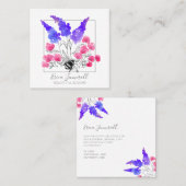 Gartengartenbau Blume und Bienen Quadratische Visitenkarte (Vorne/Hinten)