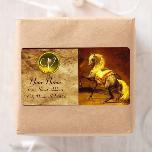 GARTENGEFÜLLTES GRIECHISCHES HORSE-MONOGRAMM, Brau (Insitu)