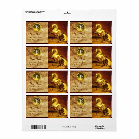 GARTENGEFÜLLTES GRIECHISCHES HORSE-MONOGRAMM, Brau (Vorne)